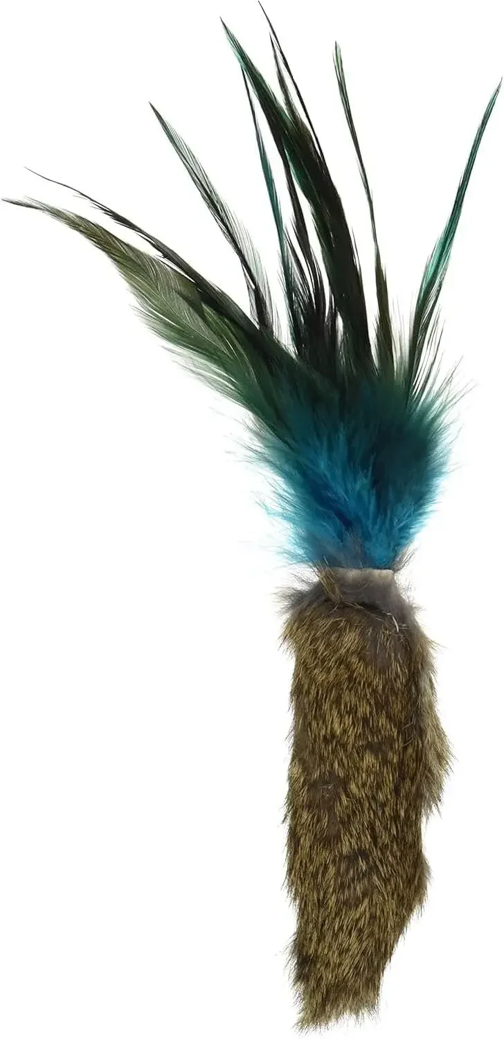 

Cat Toy with Rabbit Fur, Feathers & Catnip - Interactive Play for Feline Fun