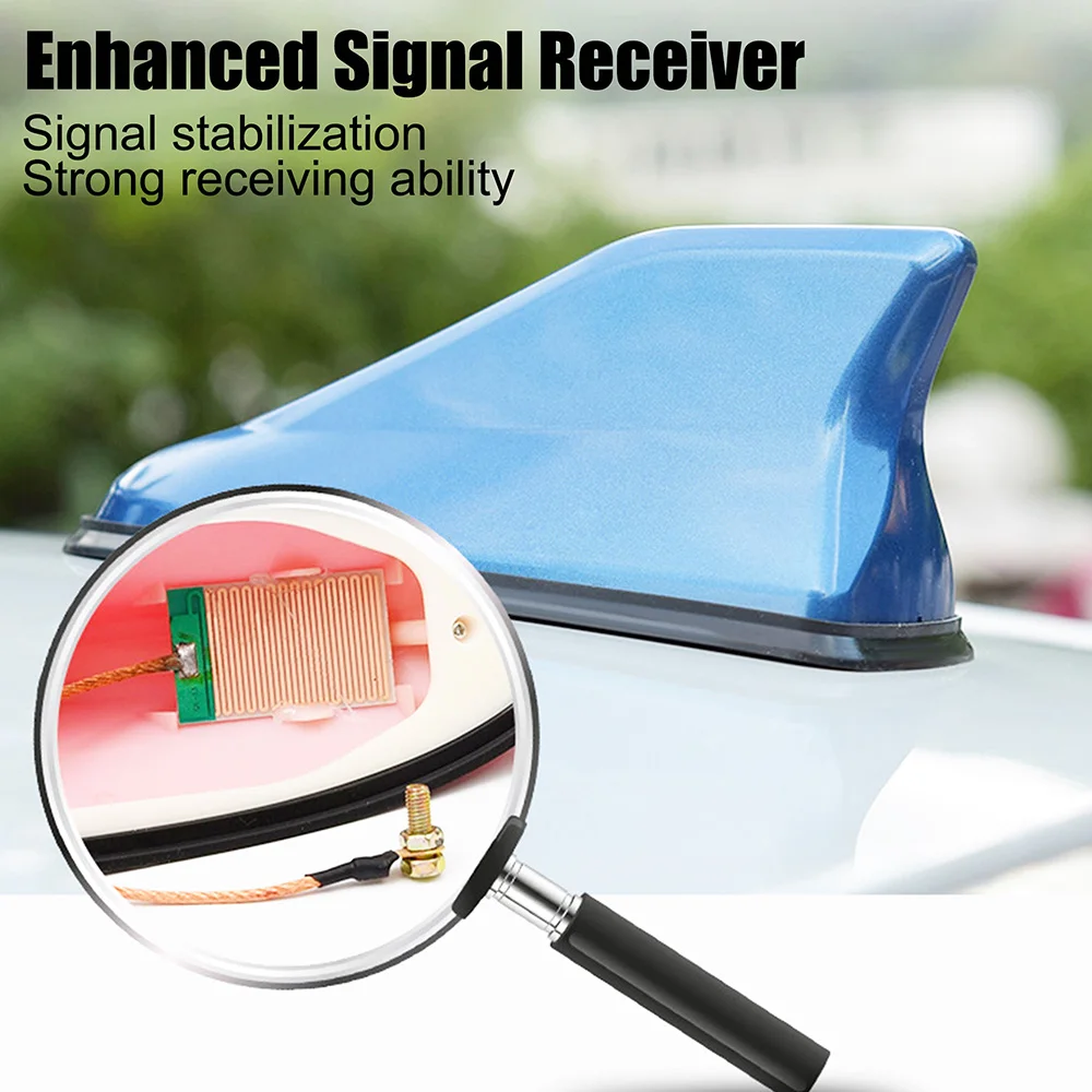 12V Car Antenna Amplifier Radio Aerials Shark Fin Decorative Self Adhesive AM FM Signal Enhance Exterior Auto Parts Replacement