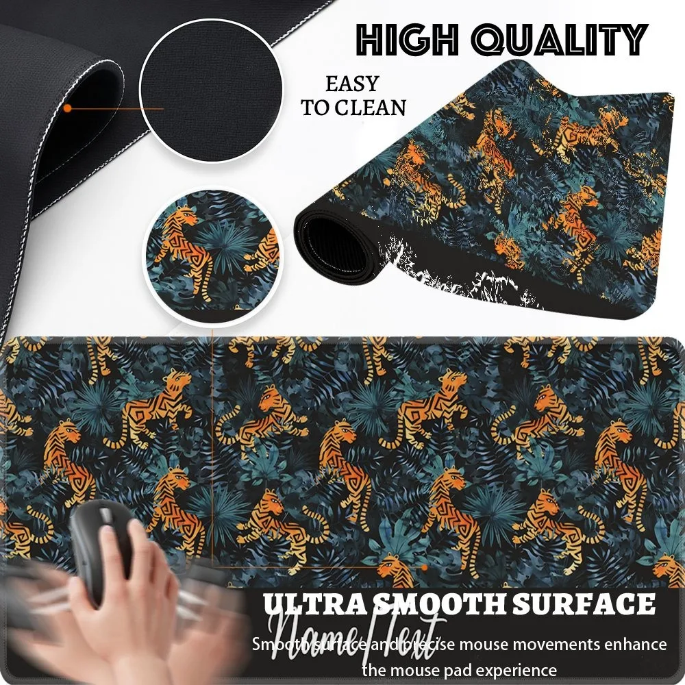 Large Custom Cheetah Desk Mat With Rubber Base Fine Edge Stitching, Laptop Keyboard Pad, Unique Personal Birthday Office Gaming