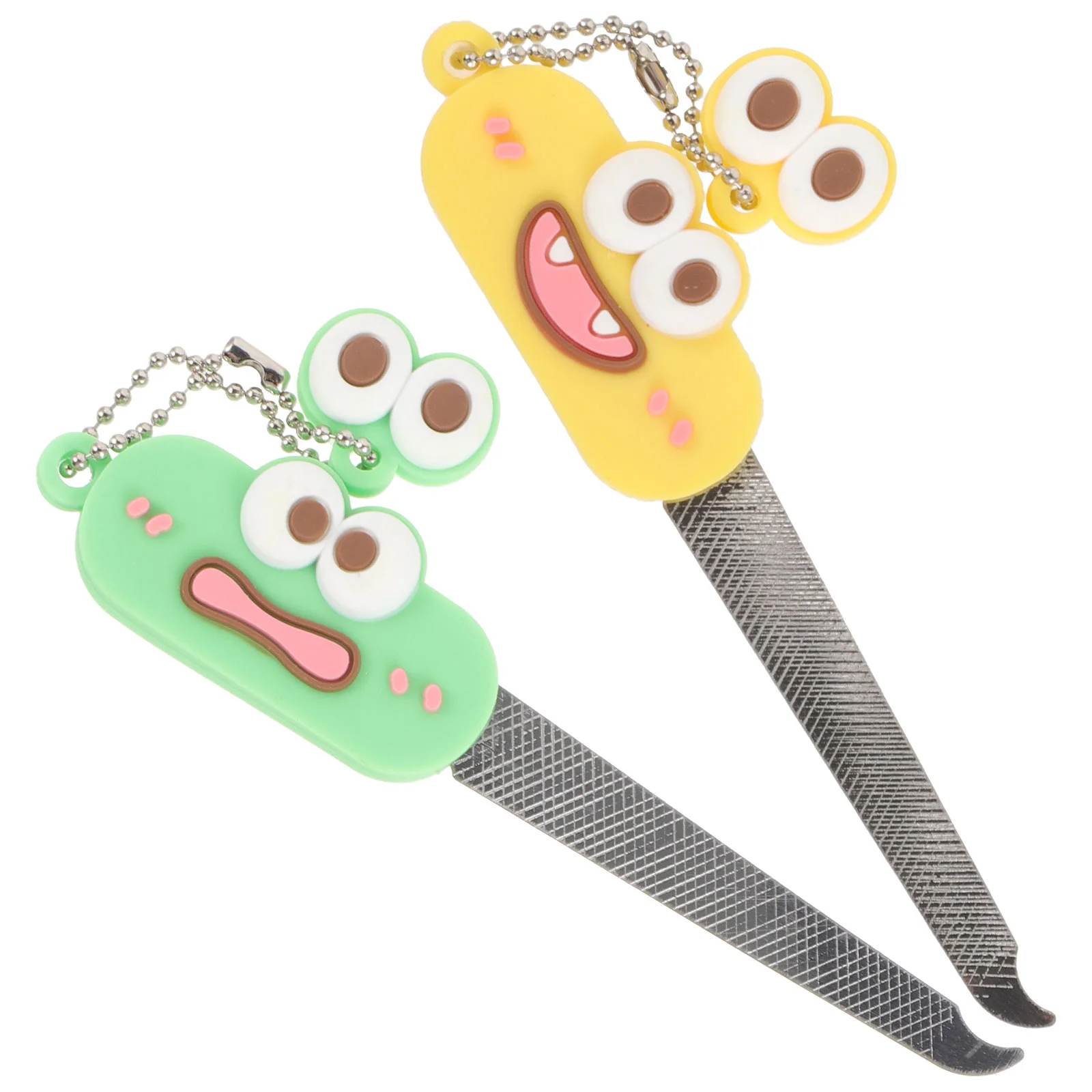 

2 Pcs Nail File Cartoon 3D Key Chain Bag Small Pendant Cute Girl Heart Pedicure Tools Pvc Fingernail