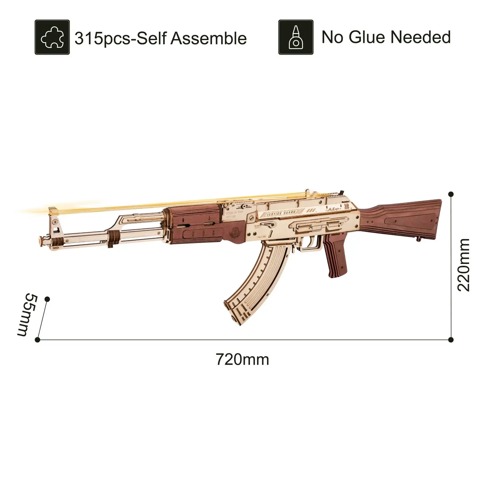 Robotime rokr rifle automático AK-47 arma blocos modelo buliding kit brinquedos presente para crianças meninos presente de aniversário-lq901