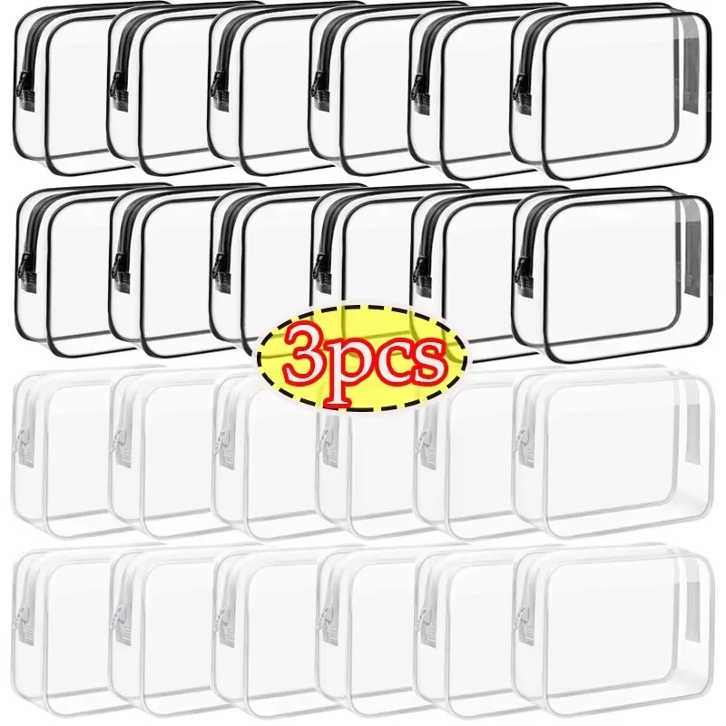 Transparente Kosmetiktasche PVC Damen Reißverschluss Klare Make-up-Taschen Beauty Case Reise Make-up Organizer Aufbewahrung Bad Kulturbeutel Kulturbeutel