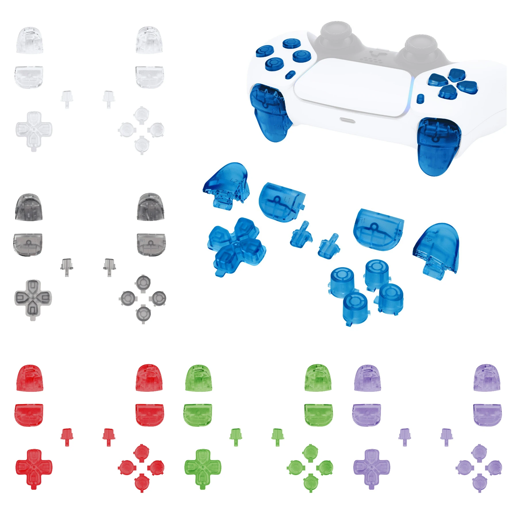 

eXtremeRate Full Set Buttons Compatible with ps5 Controller BDM-010/020 - Transparent Series