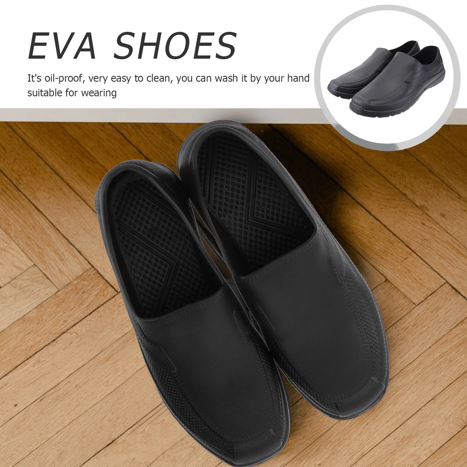 EVA Shoes Non-slip Wear Resistant Chef Shoes Lightweight Comfortable Kitchen Oil-proof Shoes (40 Code, Black)