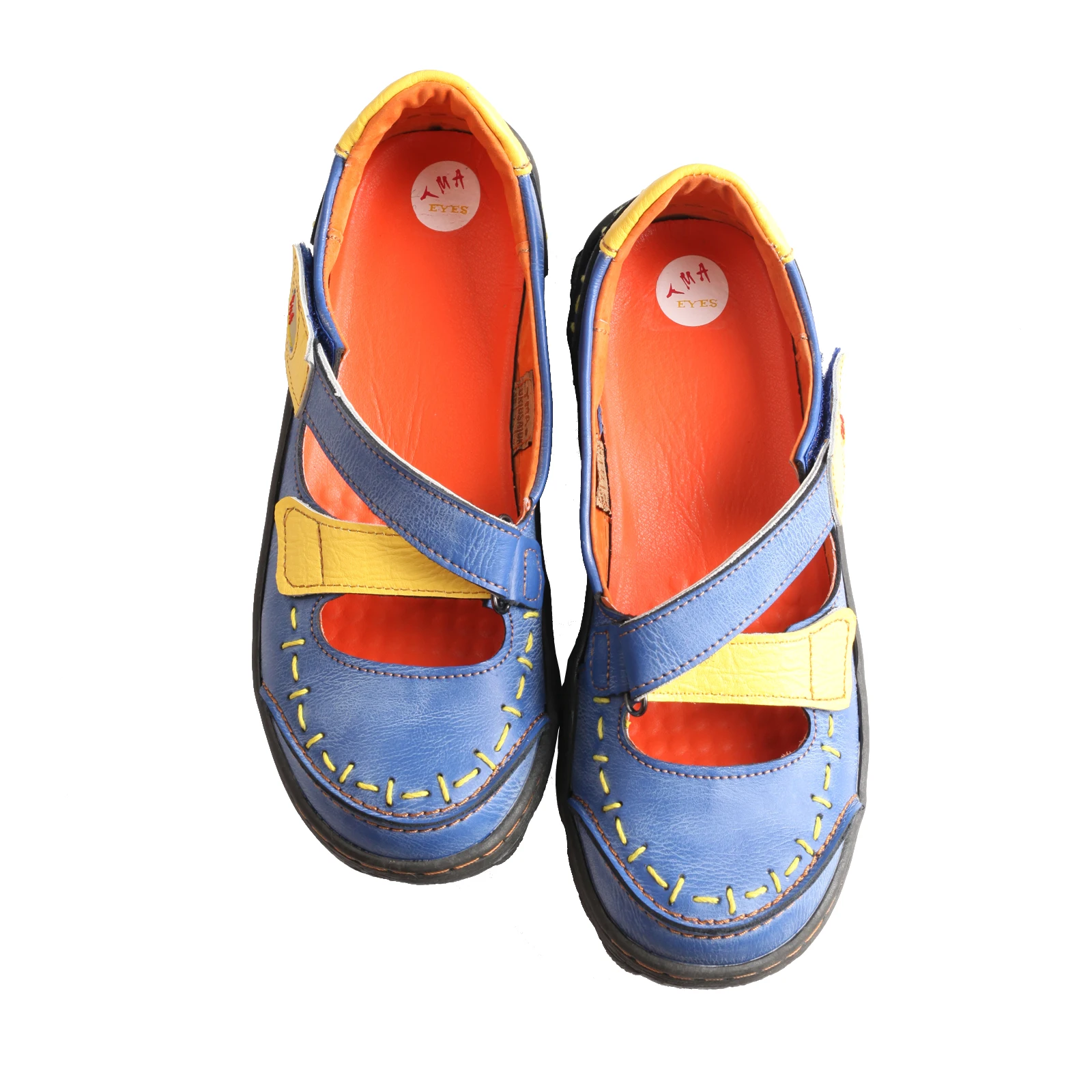 TMA EYES sandali Color Block in pelle con cintura stile Vintage da donna