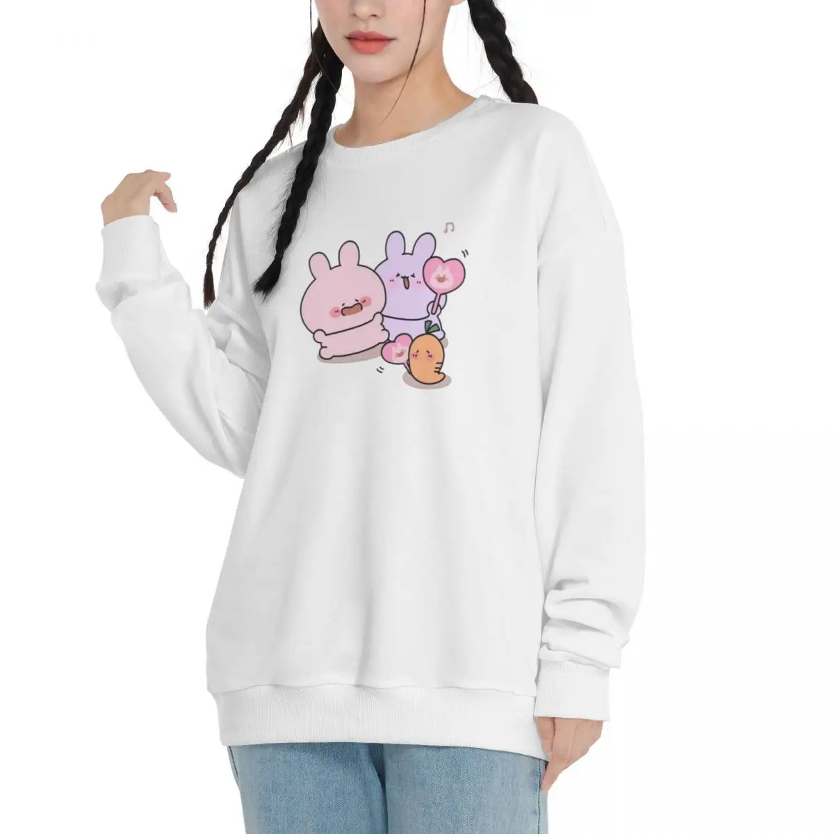 A-Asamimichaan Cute Asamimi 2024 Spring and Autumn Cotton New Youth Campus Sweatshirt Round Neck Pullover Sweatshirt