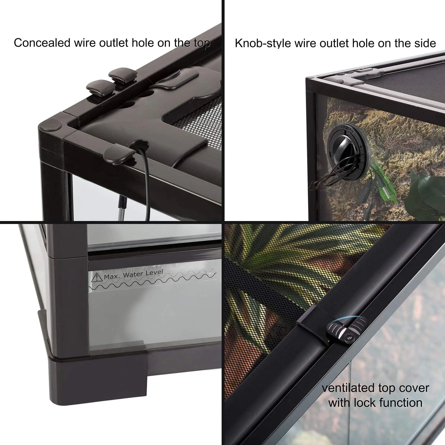 24" x 18" x 36" Reptile Tall Glass Terrarium Rainforest Habitat Double Hinge Door with Screen Ventilation image 5