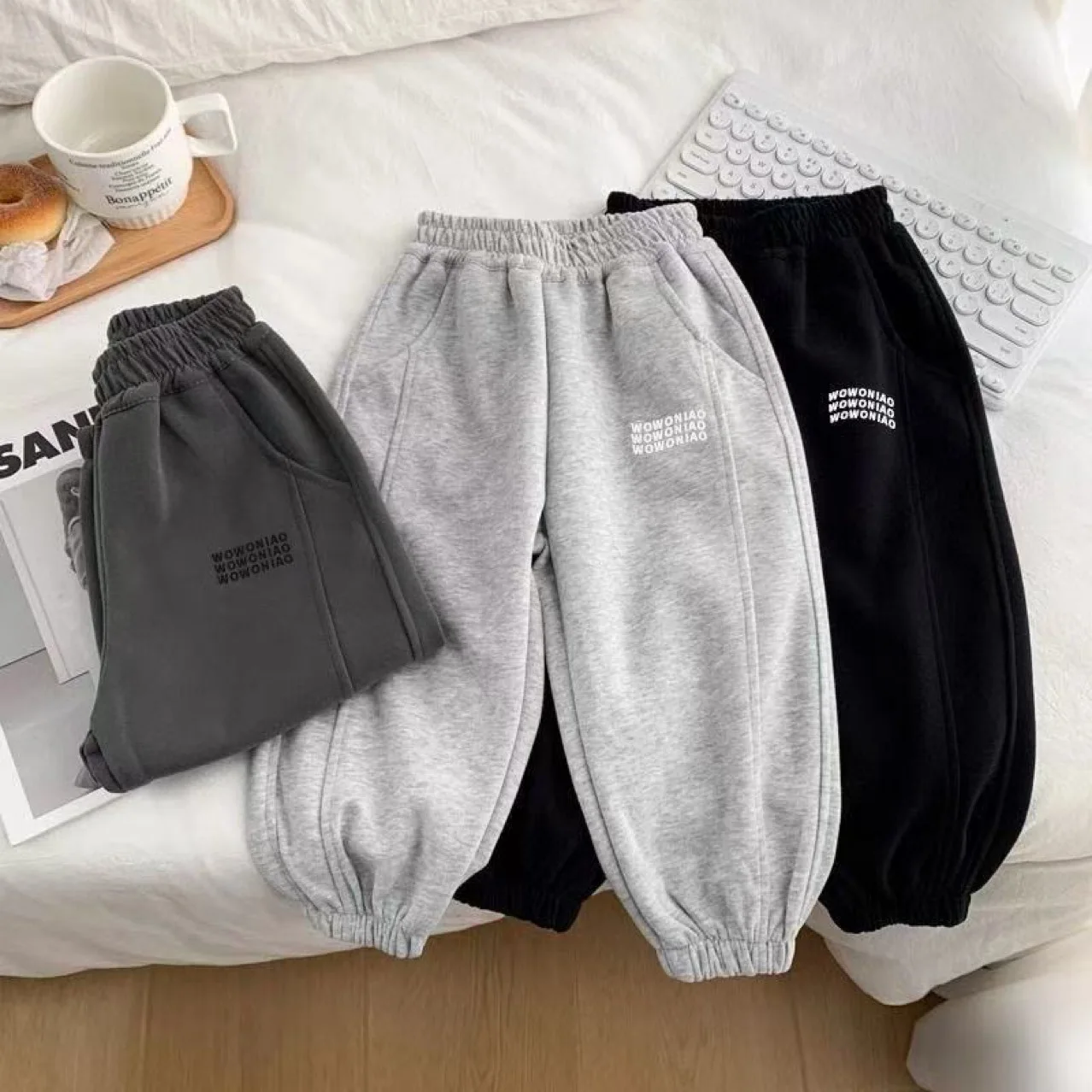 2026 Korea Kids Girls Boy Sweatpants Children Spring Autumn Long Pants Sport Solid Color Trousers 1-8 Years