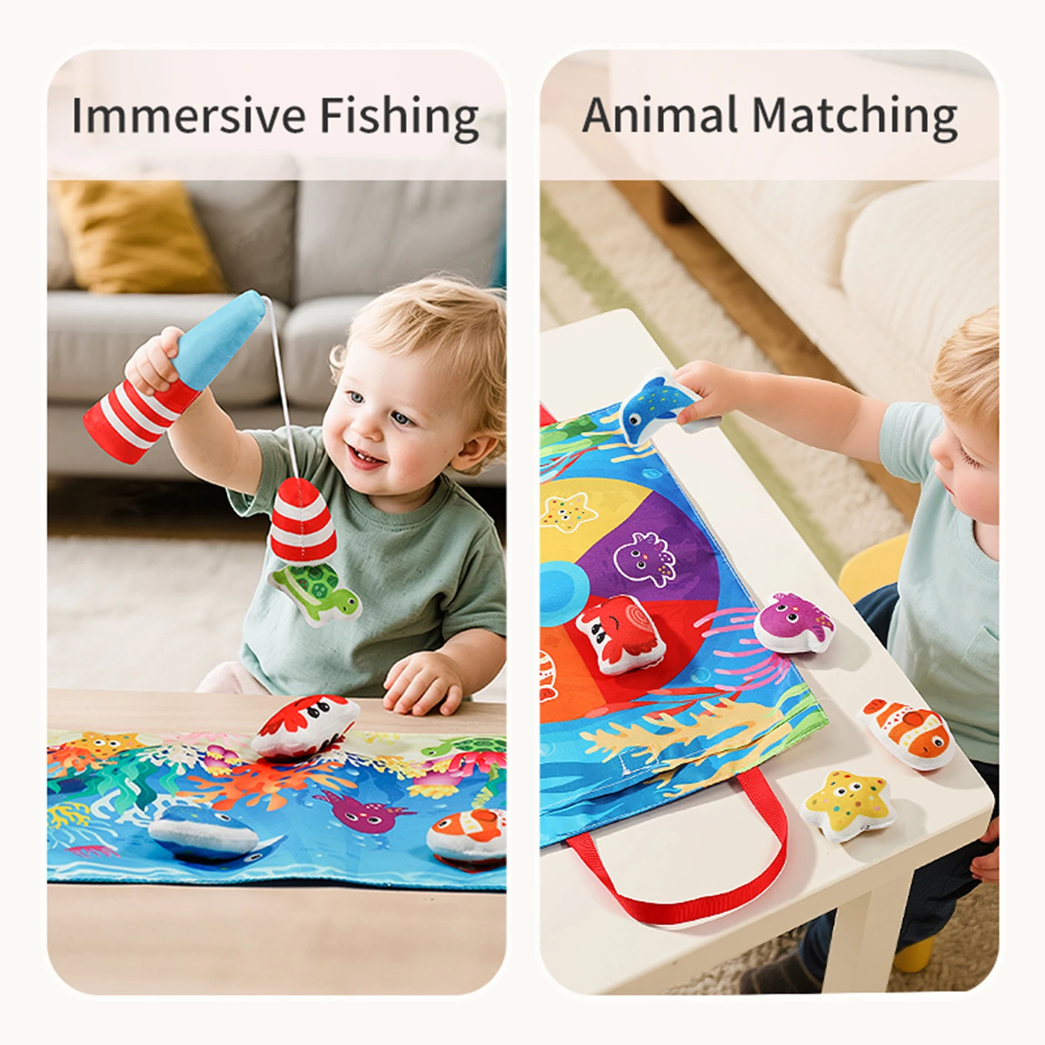 لعبة صيد السمك للأطفال من مونتيسوري لينة ومضحكة من القماش لعبة صيد السمك لعبة أطفال تعليمية للتعليم المبكر مجموعات حرفية من القماش