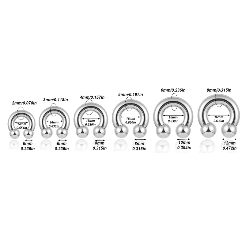 1pc Laege PA Ring Horseshoe Circular Barbell Stainless Steel Earring Nose Ring 0G 2G 4G 6G 8G 12G Body Jewelry for Men Women