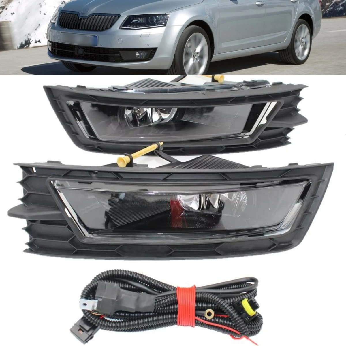 

For Skoda Octavia Mk3 A7 5E Sedan & Combi 2013 2014 2015 2016 Front Bumper Fog Light Fog Lamp Grille Trim Or Fog Lamp Wire