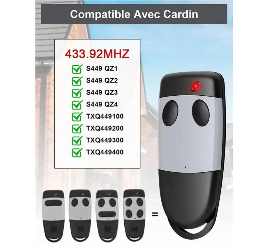 

CARDIN S449 QZ1 QZ2 QZ3 QZ4 Gate Remote Control Garage Door Opener 433.92MHz For CARDIN TXQ449100 TXQ449200 TXQ449300 TXQ449400