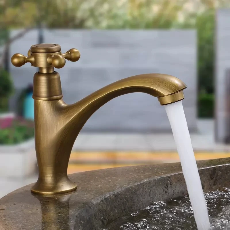 Single Cold tap Antique Brass Deck Mounted Basin faucet cold faucet Single Cold Basin Faucet Out door  Faucet