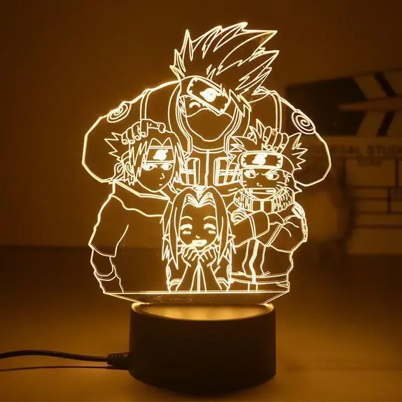 Naruto Uzumaki 3D Night Light Anime Figure Sasuke Table Lamp Bedroom Bedside LED Light Room Decoration Kids Action Toy Gifts