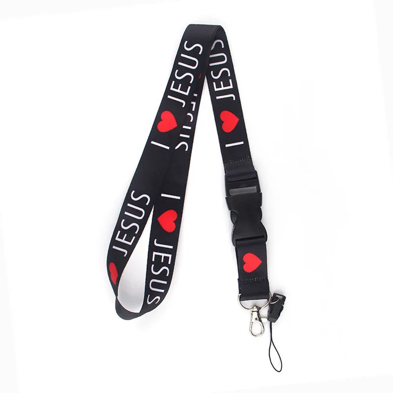 I love jesus Cartoon Neck Strap Lanyard for Keys ID Card Badge Holder Mobile Phone Straps Rope Keychain Webbing Ribbon