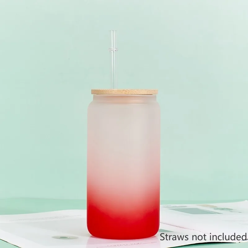 1pcs Gradient Glass Cup with Lid Juice Glass Beer Can Milk Mocha Cup Transparent Bubble Tea Cup High Borosilicate Glass