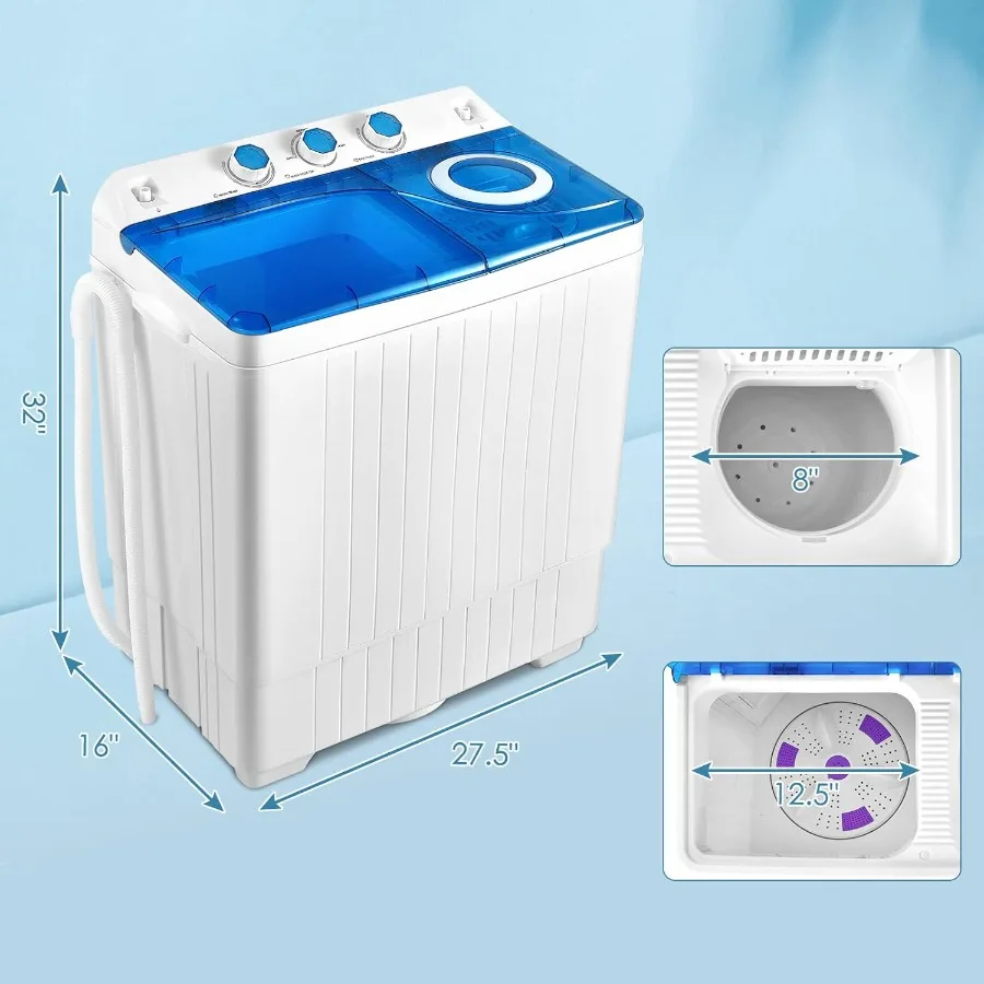 غسالة محمولة مدمجة للمساكن والشقق: سعة غسيل 18 رطلاً وسعة دوران 8 رطل مع مضخة تصريف مدمجة #3