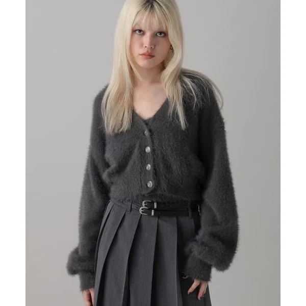 

Шелковистый длинный волосатый вязаный ор Кардиган среднего размера, свитер из искусственного меха, женский модный зимний сезон, нейлоновая смесь полиэстера