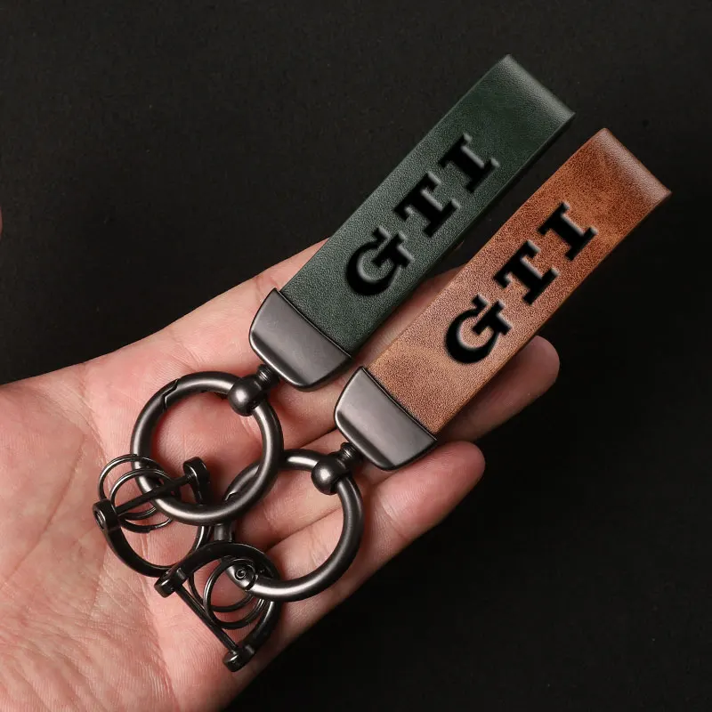 جلد طبيعي المفاتيح سيارة حلقة رئيسية GTI المفاتيح ل Volkswagen VW Golf 4 5 6 7 8 MK4 MK5 MK6 MK7 MK8 جولف gti اكسسوارات السيارات
