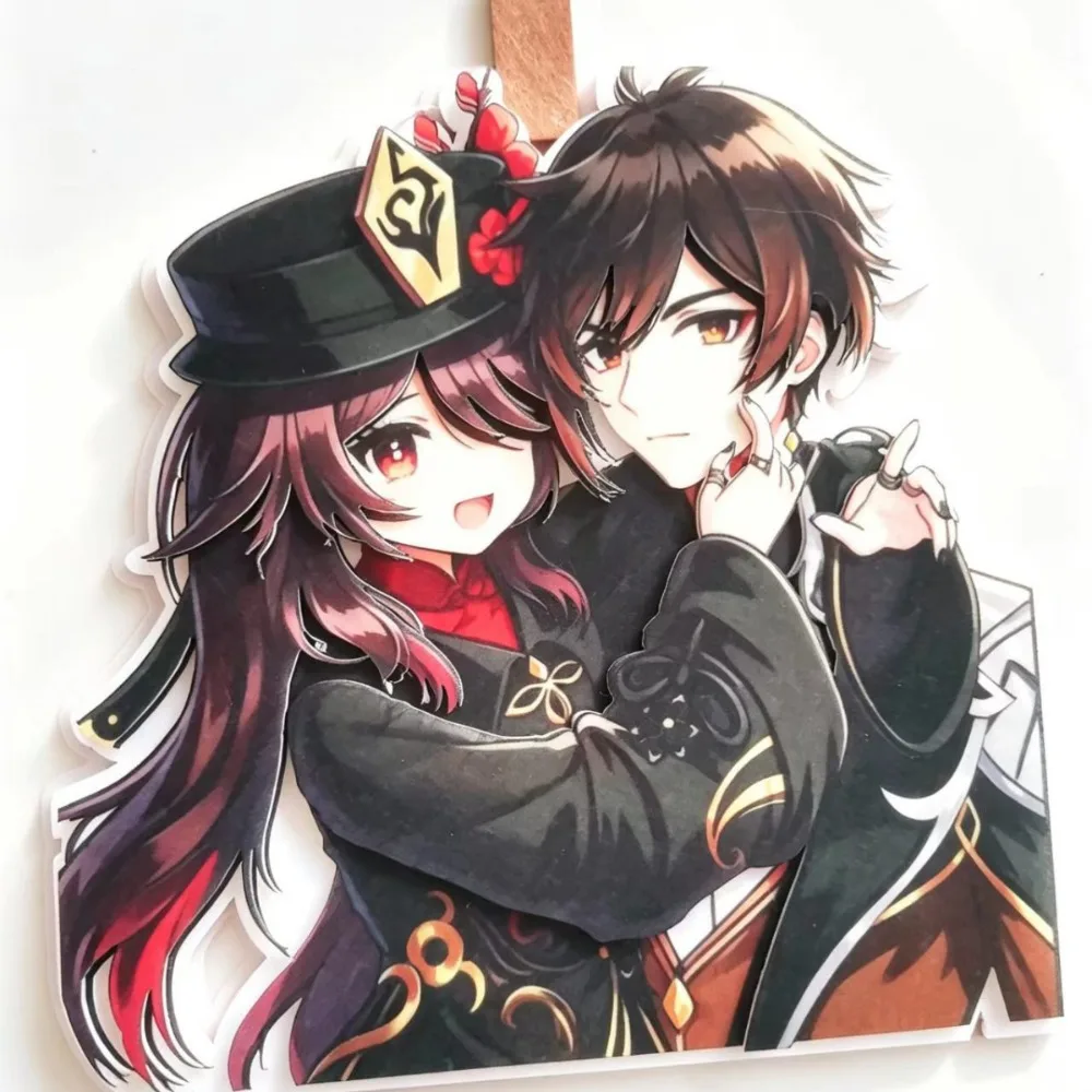 Game Yuanshen Impacting Character Hutao Zhongli Cp Felt Non-woven Pendant Keychain Anime Backpack Bag Hanging Decoration Gift