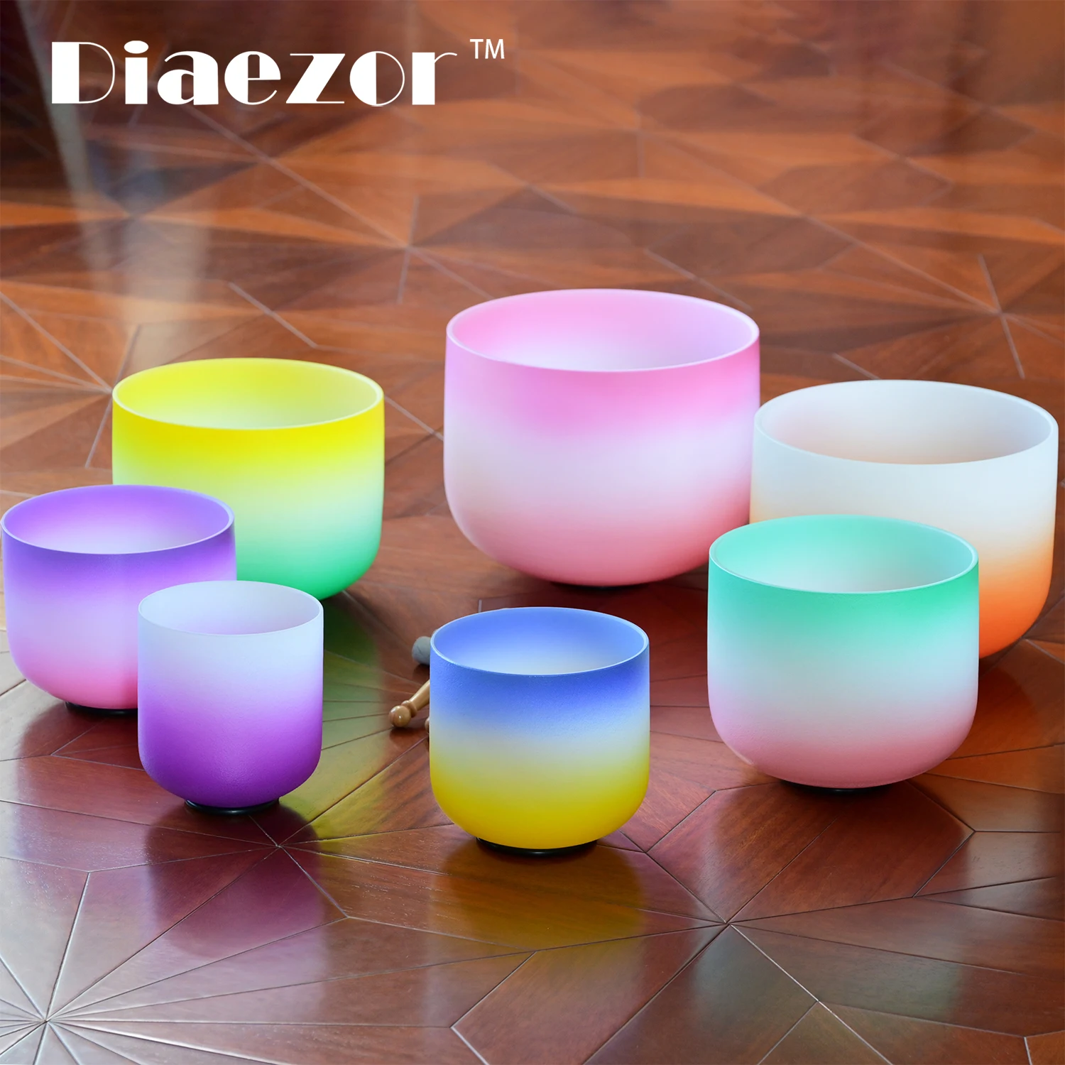 

Diaezor 6-12 Inch Candy Color Quartz Crystal Singing Bowls Chakra set of 7pcs for Sound Healing and Meditation with Bags