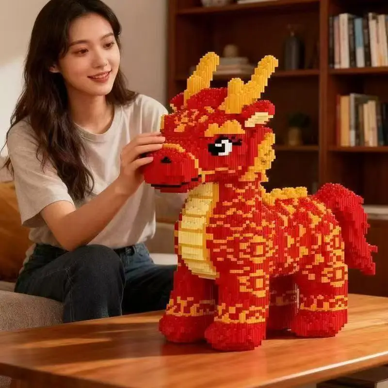 

48cm Super Large Divine Beast Dragon Horse Building Blocks, China Xiangrui 3D Stereoscopic Assembly Puzzle Toy Gift Ornament