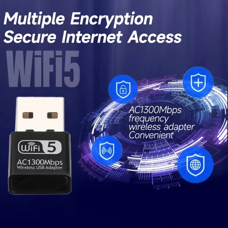 AC1300 Mini USB Wi-Fi адаптер 2,4G и 5G двухдиапазонный ключ сетевая карта 1300 Мбит/с 802.11AC беспроводной Wi-Fi приемник для настольного ноутбука