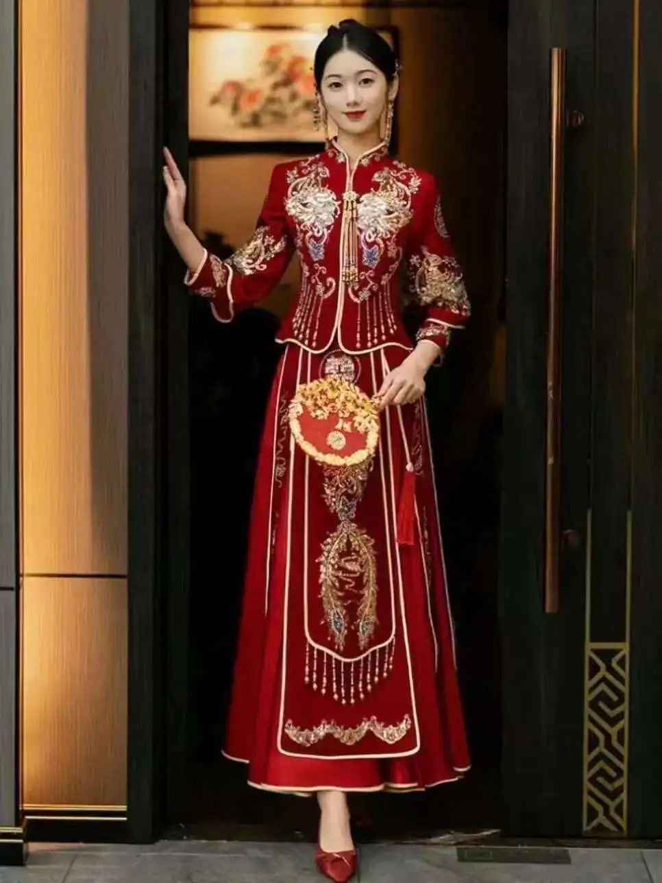 Cheongsam Hanfu Embroidery Dragon Phoenix Chinese Traditional Couple Wedding Suit Cheongsam Elegant Bride Vintage Qipao Dress