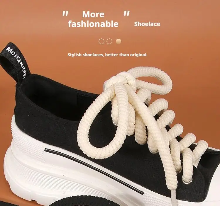 8 mm dicke, runde Schnürsenkel, klassische, einfarbige Schnürsenkel für Sneaker und Stiefel, hochwertige Schnürsenkel, 2 Stück/6 Stück. – Detail 3
