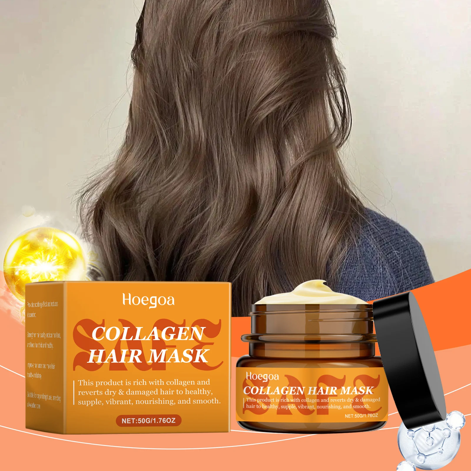 

Коллагеновая маска для волос — средство для глубокого увлажнения сухих поврежденных волос — уменьшает вьющиеся и спутывание — восстанавливает блеск и смягчивость