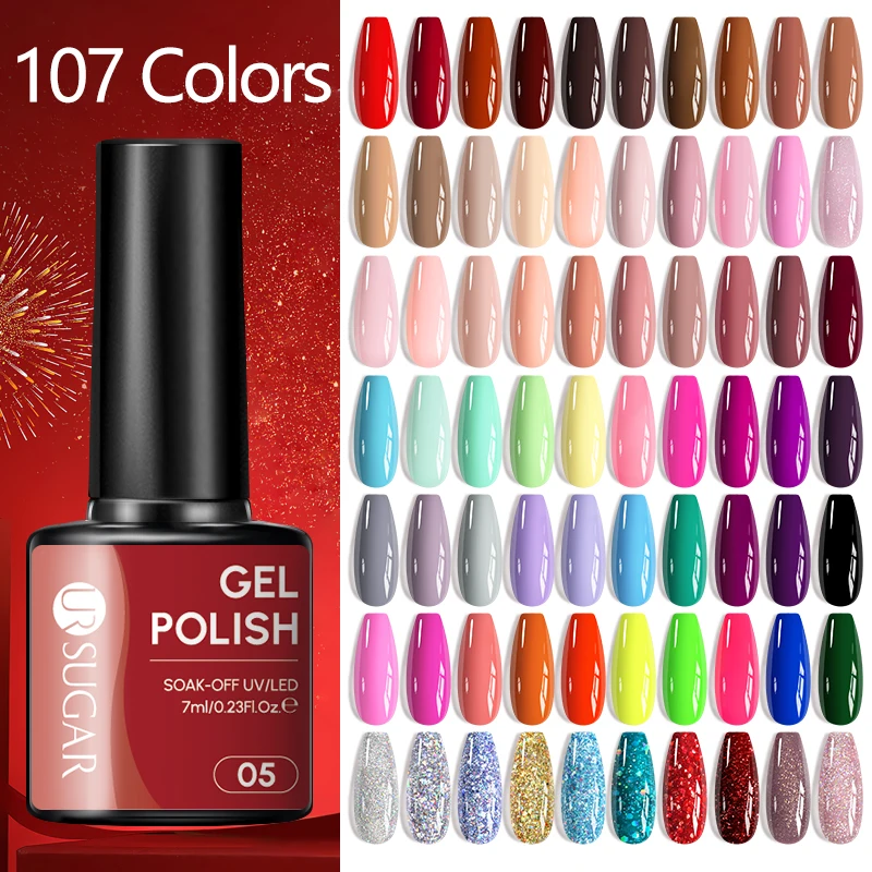 UR SUGAR 7ml gel de uñas macaron fresco, 107 colores, manicura semipermanente removible con LED UV, esmalte de larga duración