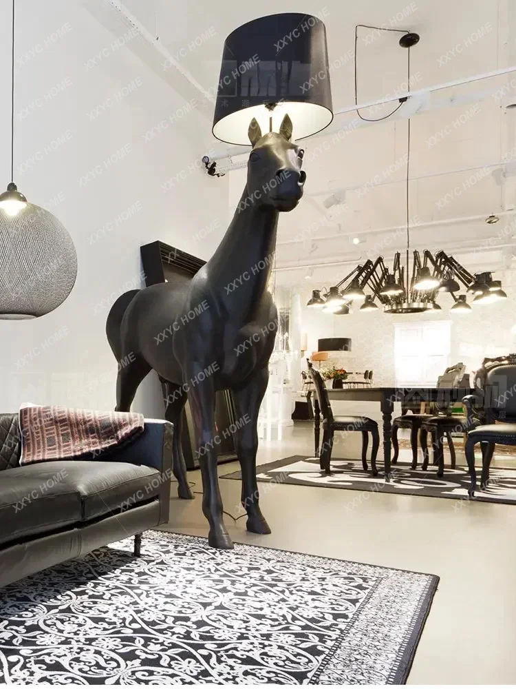 HHNordic Style Home Decoration Sculpture Horse Floor Lamp Hotel Office Light Luxury Crafts Ornaments
