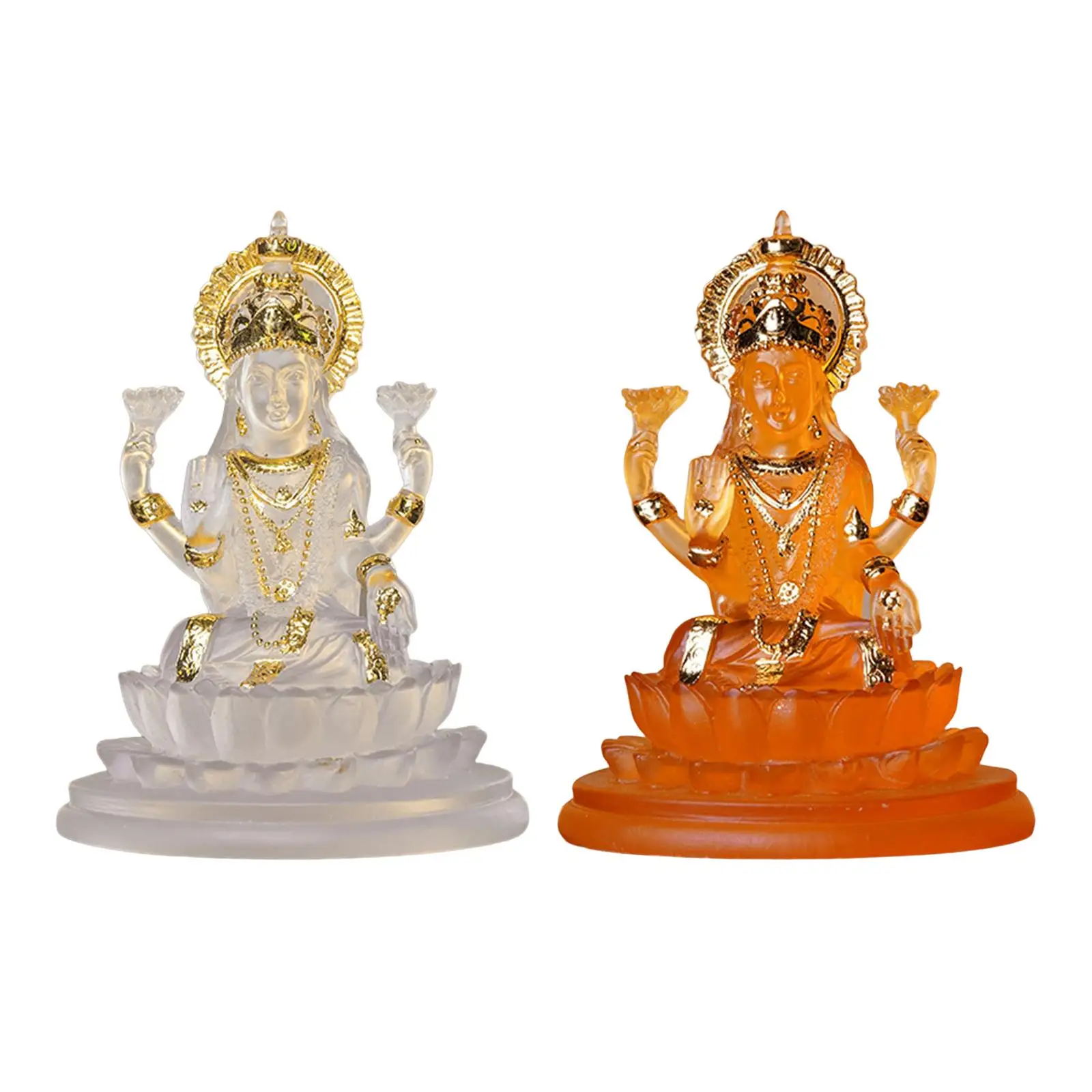 Lakshmi Figurine Lakshmi Statues Fengshui of Wealth Crafts Centerpiece Indian Buddha Sculpture for Car Desktop Shop Ornament