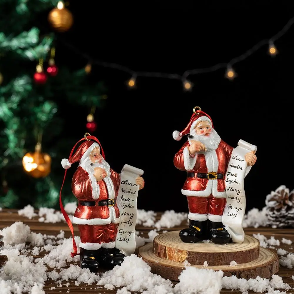 Śliczny Święty Mikołaj Wishlist Statue Żywica Kreskówka Choinka Wisiorek Nordic Zabawna Wesołych Świąt Dekoracja Nowy Rok Materiały eksploatacyjne
