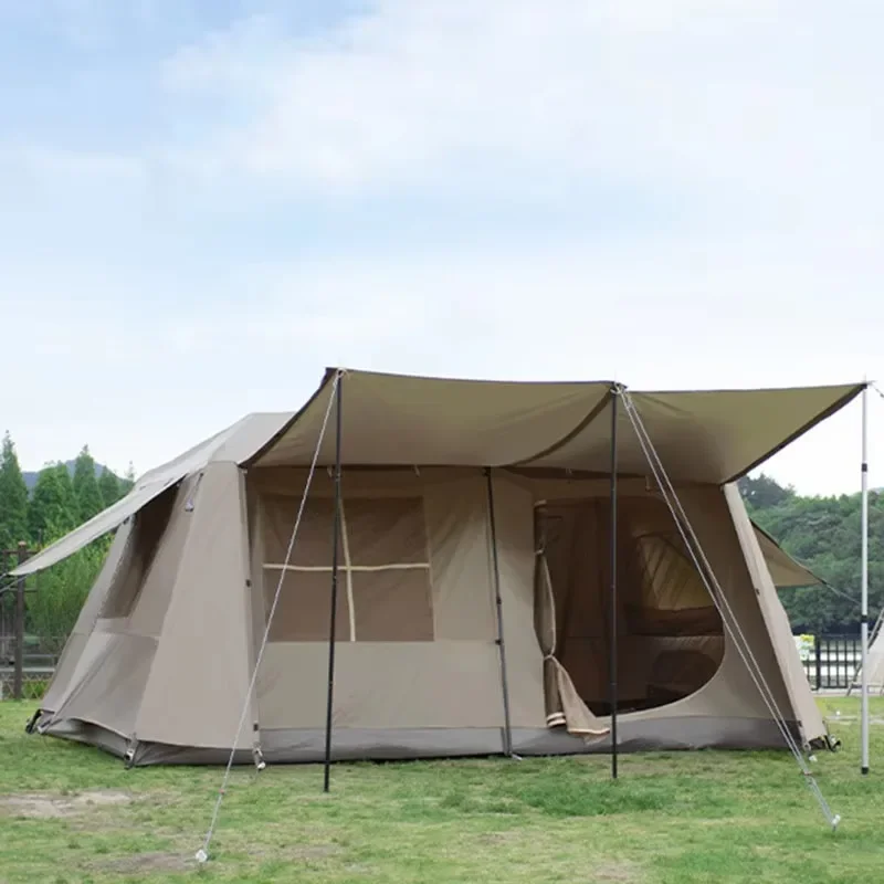Easy Setup Tent Outdoor Picnic Portable Waterproof Thickened Two Rooms and One Hall Yurt Camping Tent