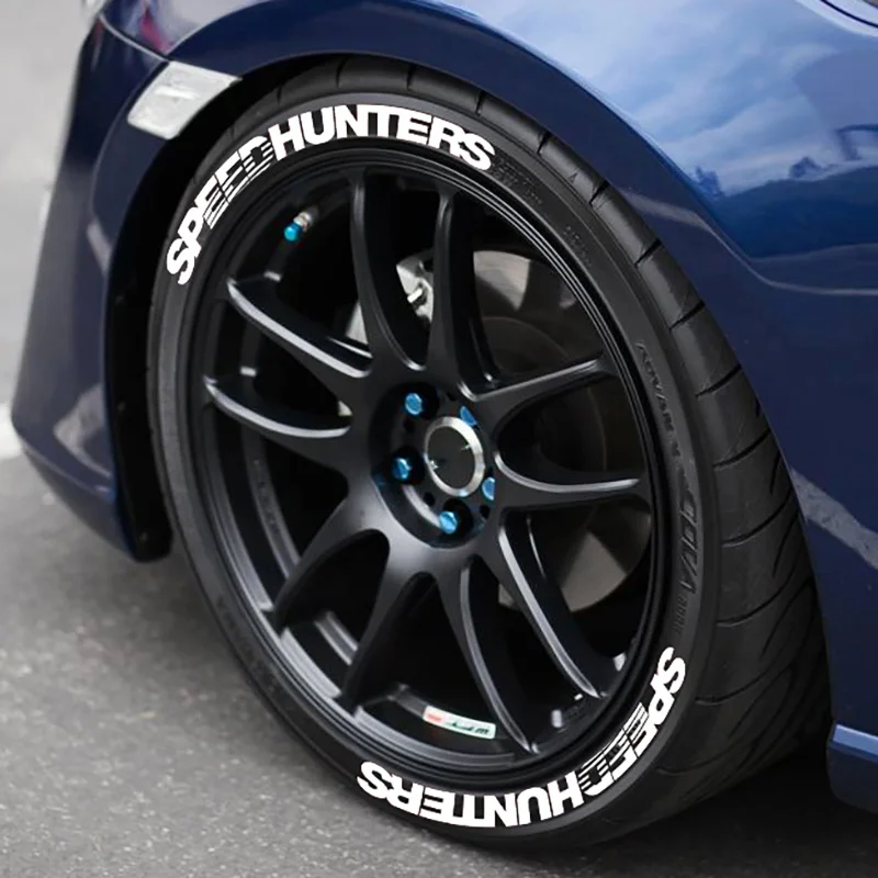 

2pcs For One Tire SPEEDHUNTERS Car 3D Tire Letter Sticker Trend Auto Wheel Styling Decor Decals Water proof No Glue