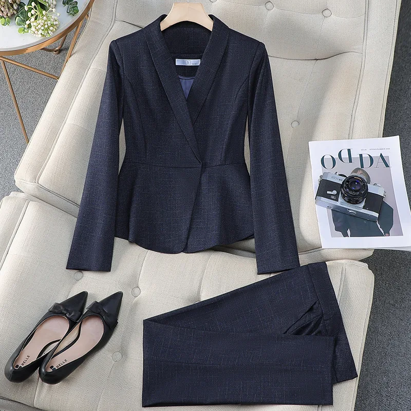 

Elegant Women's Business Suit White Collar Workwear Western-Style Professional Clothes Purplesuit For Commuting