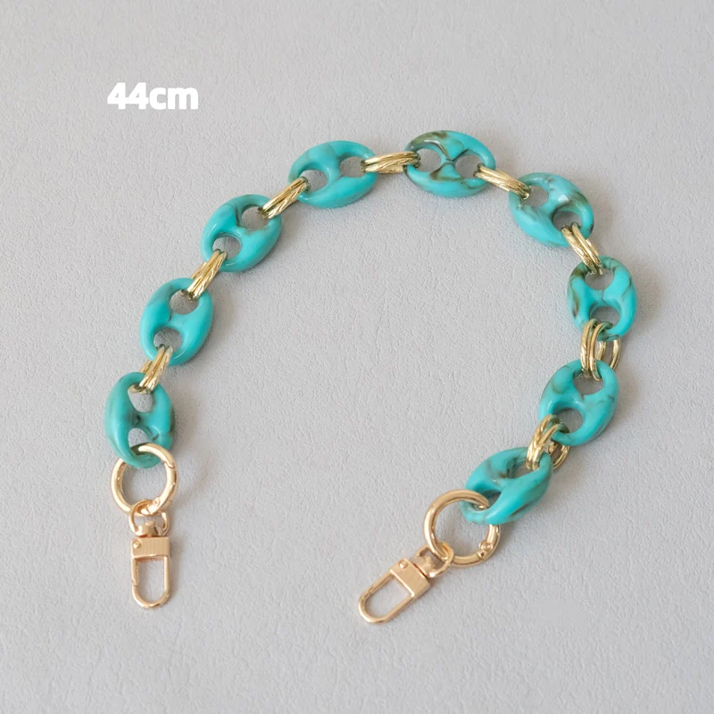 Neue Modische Damen-Taschenaccessoires: Leoparden-Muster, Bonbon-Rot, Blau, Acrylharz, Metallkette, Schulterriemen, Lange Kette für Umhängetaschen – Detail 14