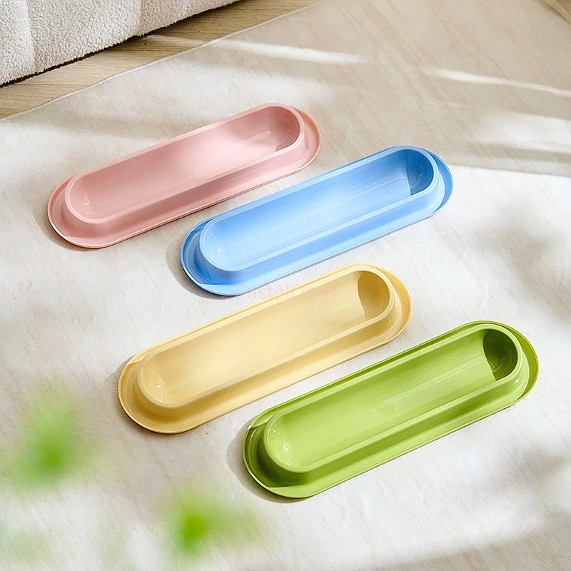 Colorful Dopamine Cat Bowl Long Neck Protection Feeding Anti-Ant Pet Dish for Multiple Cats Kitten Food Plate
