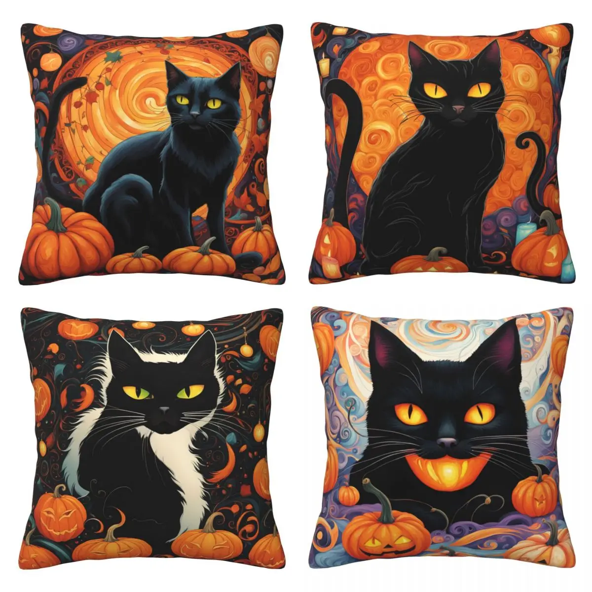 

Halloween Cute Cat Animal Holiday Decorations Anime Holiday Gifts decorative cushion Digital printing 50x50cm ornamental pillows