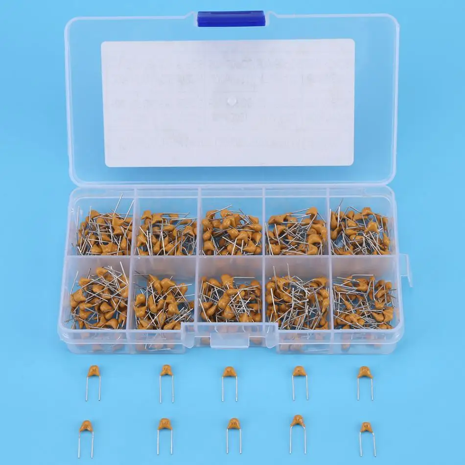 A34M-500Pcs 10 Values 10PF-680PF Monolithic Capacitor Assorted Kit