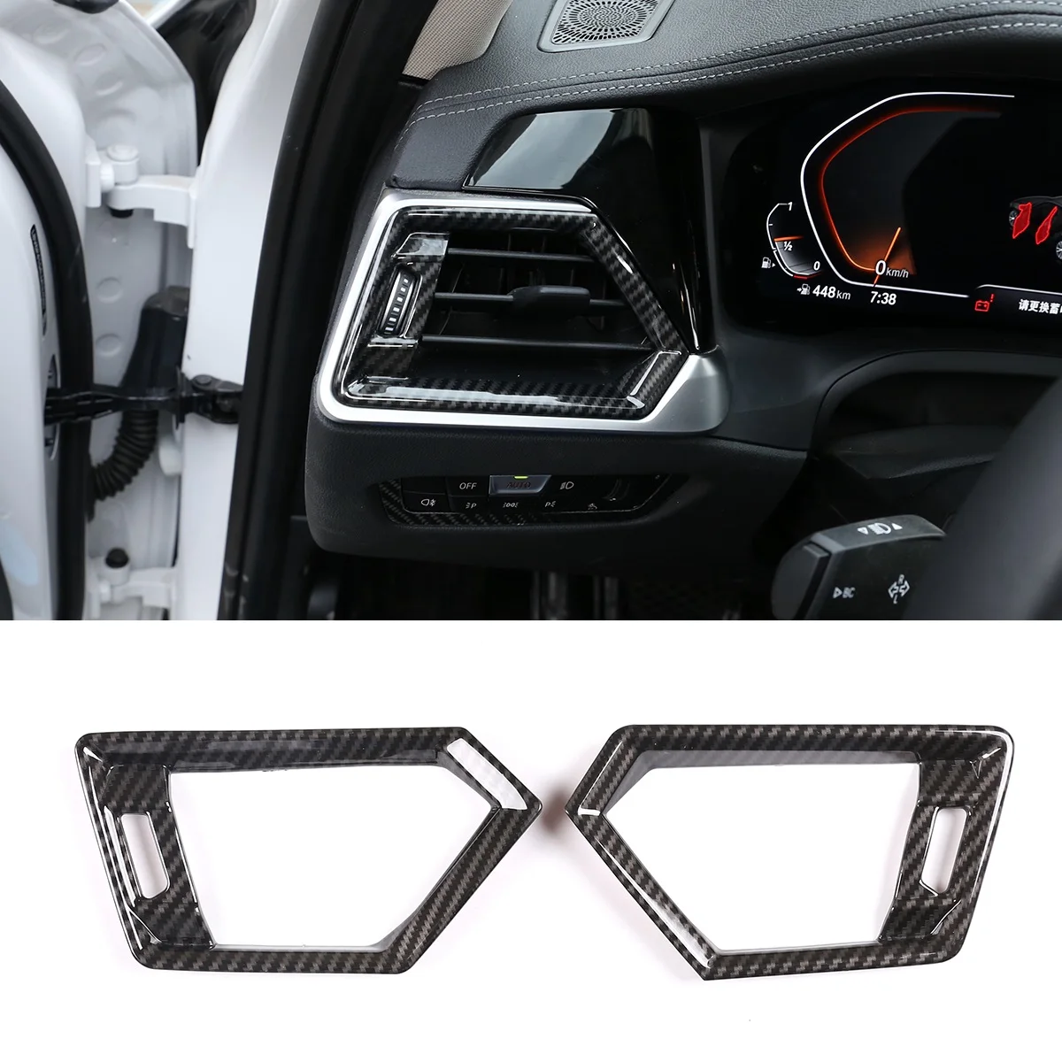 For BMW 3 Series G20 G28 2019-2020 Carbon Fiber Side Air Conditioning Vent Outlet Cover Trim Sticker