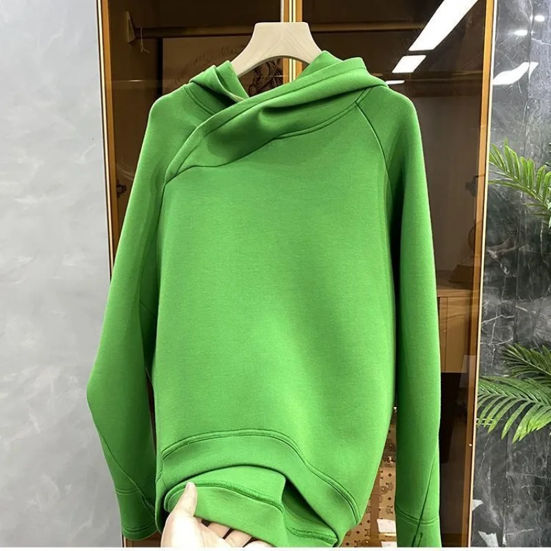 Green Tops Plain Cropped Sport Sweatshirts for Women Hoodies Female Clothes Hooded Korean Fashion Y 2k Vintage E Trend Designer