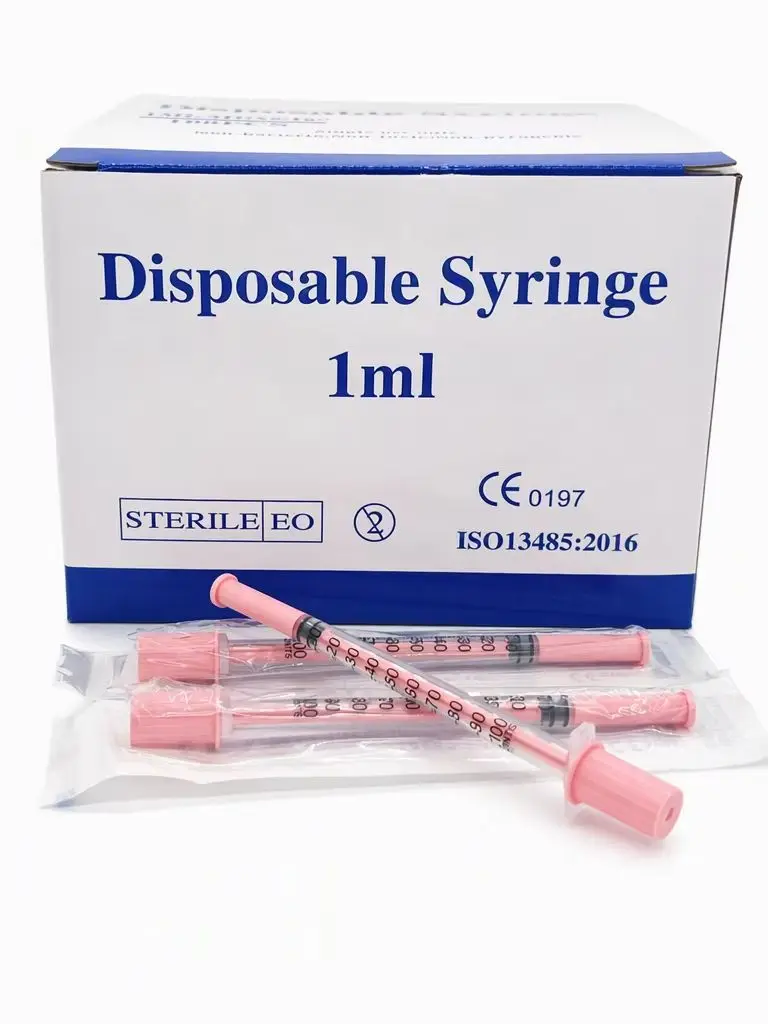 100 Stück rosa 1-ml-Insulinspritze mit 30G/31G 8-mm-Nadel, sterile Einwegspritze, einzeln verpackt, für Labor, Haustiere – Detail 5