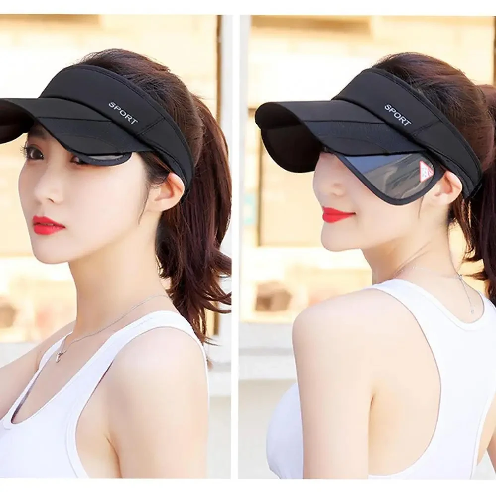 Sun Visor Hat Summer Ladies Cycling Sunshade Outdoor Protective Hats Woman Tennis Hat Golf Running Fishing Hiking Jogging Hat