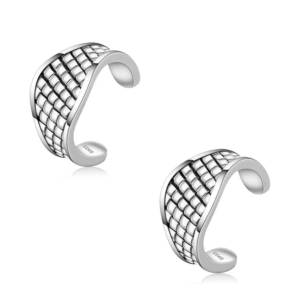 

CHIC & ARTSY Sterling Silver Ear Cuff Earrings - Hypoallergenic, Simple Line, Adjustable No Piercing Clip Ons for Women
