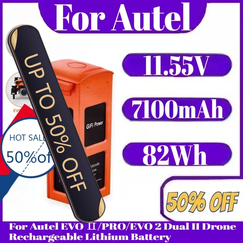 

7100mAh For Customized Intelligent Battery For Autel EVO Ⅱ/PRO/EVO 2 Dual II Drone 82Wh 11.55V Rechargeable Lithium Battery