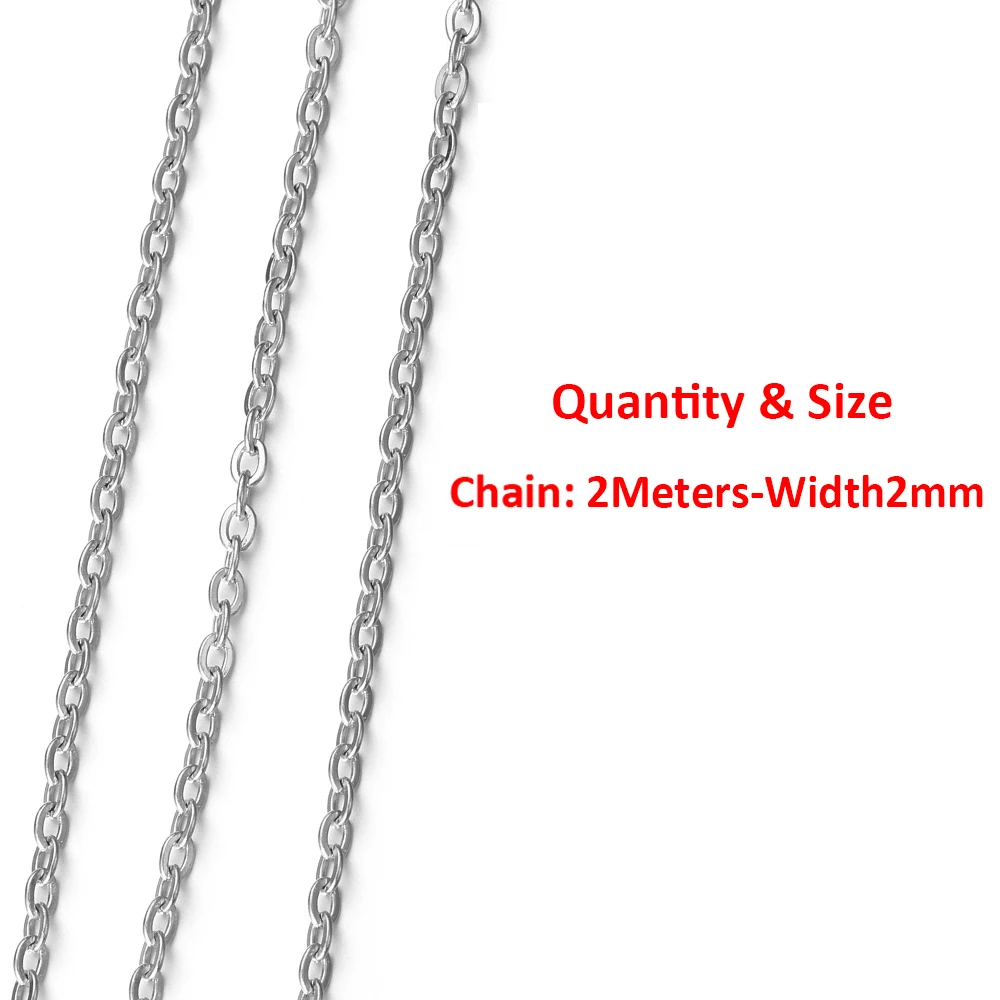 2 Meter 1 Meter Hochwertige Edelstahl-Drehketten für DIY-Halsketten, Armbänder, Kleidung und Schmuckherstellung Zubehör – Detail 9