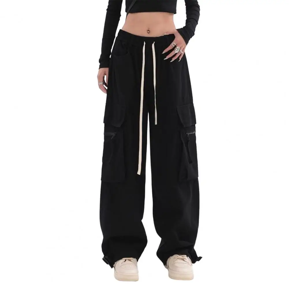 

Wide Leg Pants Stylish Women's Wide Leg Cargo Pants with Elastic Waist Multi Pockets Comfortable Solid Color Sports for Active