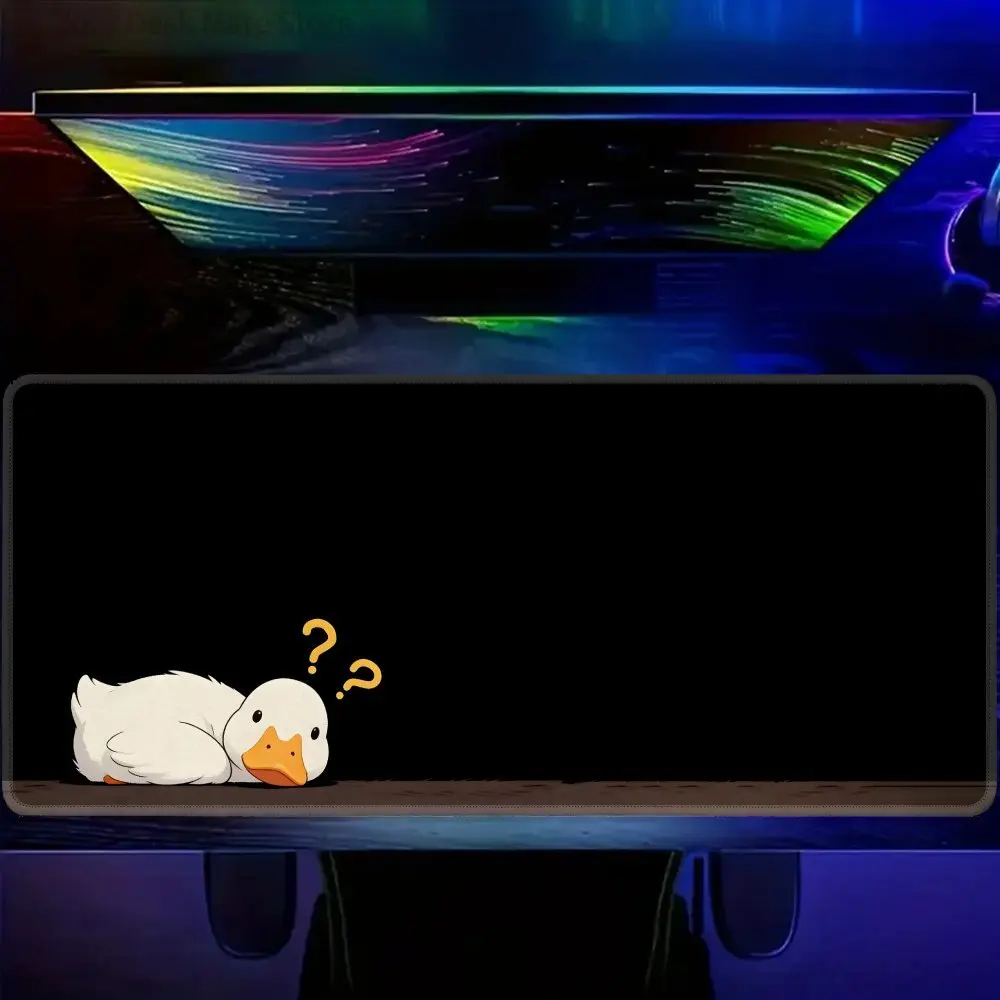 1PC Kawaii Goose Pattern Large Gaming Mouse Pad, Keyboard Rug, Anti Slip Rubber Table Pad, Cute Black Mouse Pad 1000x500 Playmat
